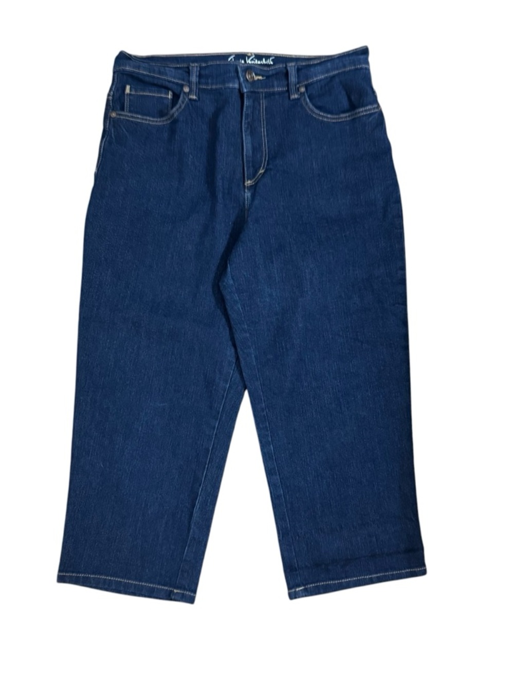 Gloria Vanderbilt Amanda Jeans 8 Slimming Capri Dark Wash Stretch Womens